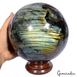 10.8Kg Large Natural Falshy Labradorite Crystal Healing Chakra Stone Sphere Ball - Picture 1 of 11