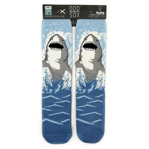 Odd Sox Jaws Crew Socks Mens Womens Movie Film Blue Fun Funny Shark Novelty Gift - Picture 1 of 7