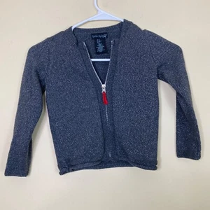 Cynthia Rowley Sweater Girls 4T Full Zip Cardigan Gray Silver Glitter Accent - Picture 1 of 8