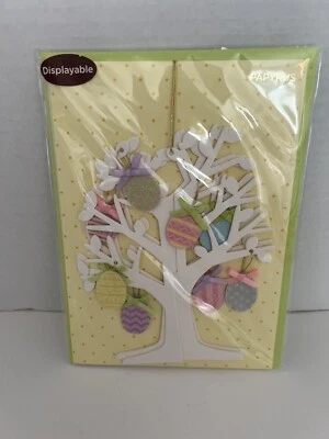 PAPYRUS Greeting Card Displayable 3D Easter Tree Egg Ornaments Green Envelope - Image 1 of 3