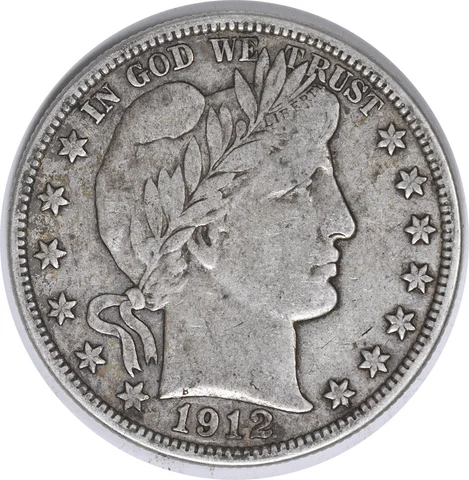 1912 Barber Silver Half Dollar VF Uncertified #1138 Cover