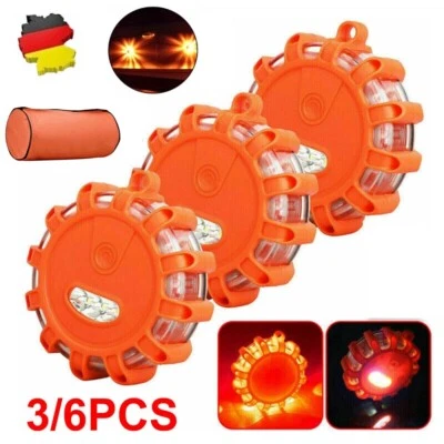 3/6X Wasserdicht LED Warnleuchte Auto Warndreieck Kfz Notleuchten Warnblitzer - Bild 1 von 4