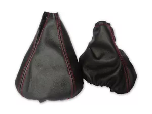 Gear Handbrake Gaiter For Alfa Romeo Giulietta 2010-2018 Leather Red Stitch - Picture 1 of 6