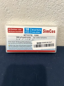 Simcos 18 Stärke Brad Nägel (QTY 1200, 300x von jeder Größe, 3/4", 1", 1 1/4", 2") - Bild 1 von 1