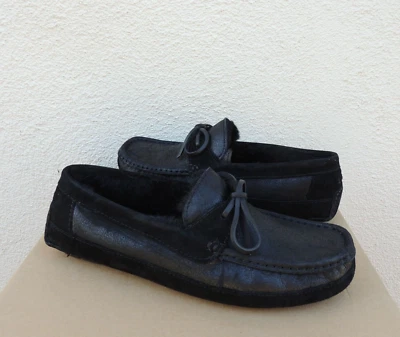 ZAPATILLAS MOCASÍN UGG BYRON BOMBER NEGRAS GAMUZA/PIEL DE OVEJA, HOMBRE US 9/ EUR 42 ~NUEVAS Foto 1 de 4