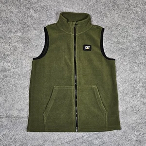 CAT Construction Equipment Vest Youth M 10/12 Full Zip Green Fleece - Picture 1 of 9