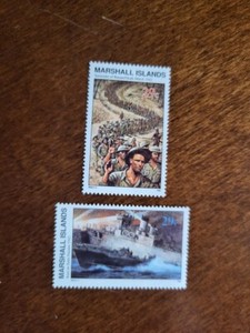 MARSHALL ISLANDS WW2 WWII #304 Raid on St. Nazaire & #305 Surrender of Bataan