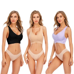 Women's Front Closure Lace Bras Plus Size Lace Full Cup Underwire Padded Bra USA - Picture 1 of 15