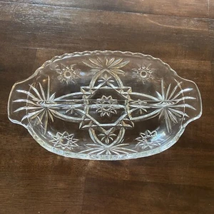 VINTAGE GLASS ANCHOR HOCKING STAR OF DAVID  SERVING RELISH DISH 10" x 6" Divided - Picture 1 of 8