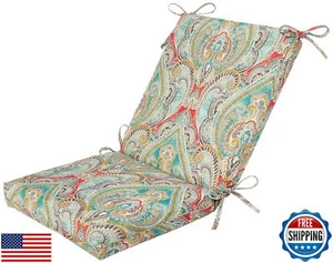 Pillow Perfect Paisley Indoor/Outdoor Solid Back 1 Piece Square Corner Chair  - Picture 1 of 5