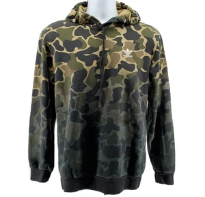 Adidas Camo Hoodie Size S Mens Green Trefoil Firebird Logo Dip Dyed - Picture 1 of 10
