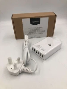 Amazon Basics 60W 6-Port USB Wall Charger - White - Zdjęcie 1 z 6