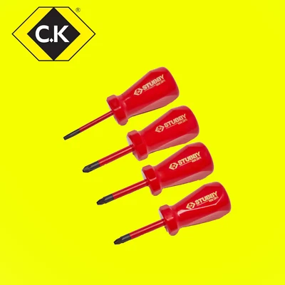 C. K Tools T48349 Stubby VDE Insulated Slim Screwdriver Set of 4 Screwdrivers - Image 1 of 4