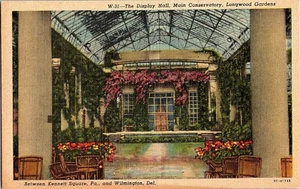 Longwood Gardens Linen Postcard Display Hall Conservatory DuPont Estate  Vintage - Picture 1 of 6