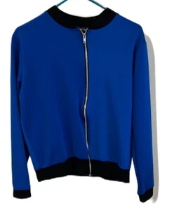 Boohoo Women Blue Bomber Jacket Full Size Zipper Size 8 - Picture 1 of 11