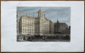 HOLLAND: Bartlett print PALACE AND OLD CHURCH, AMSTERDAM, #8, 1837. - Picture 1 of 1