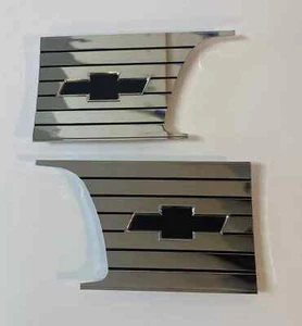 NEW 1957-1958 CHEVY CAMEO TRUCK FRONT BED BOWTIE PLATES SAIL PLATES CHROME - Picture 1 of 6