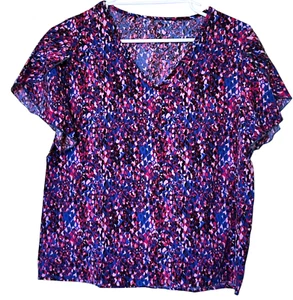 Women’s Purple Ruffle Layered Sleeve Casual Blouse, Size 10 - Picture 1 of 4