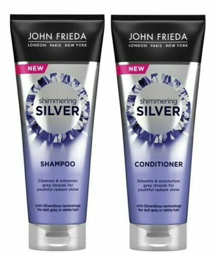 TWIN PACK JOHN FRIEDA SHIMMERING SILVER SHAMPOO AND CONDITIONER 250ml EACH - Image 1 of 1