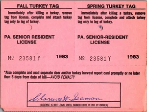 Hunting License Turkey Tag, Deer tag 1983 Pennsylvania - Picture 1 of 6