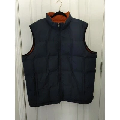 Eddie Bauer Vest Mens X-Large Blue Orange Goose Down Full Zip Reversible Puffer - Image 1 of 4