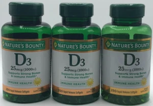 3PK Nature's Bounty D3 Mcg ~ 250 Rapid Release Softgels Each ~ EXP 4/28+ - Picture 1 of 2