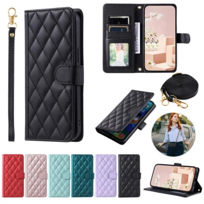Crossbody Wallet Case Leather Flip Cover for Google Pixel 7A/8A/9A/7/8/9 Pro XL - Image 1 of 4