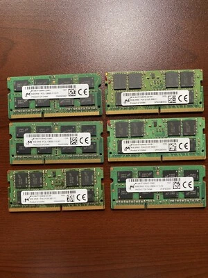 48GB (6x8GB) Micron PC4-2133P DDR4 & PC3L-12800S DDR3 Laptop RAM Memory - Image 1 of 2