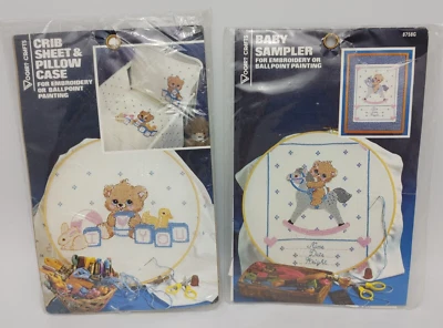 2 Kits de Bordado Anuncio de Nacimiento Bebé Sábana Funda de Almohada Vogart Artesanía Foto 1 de 4