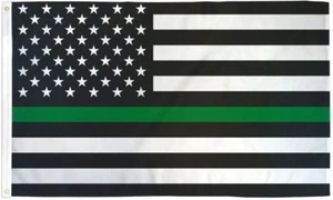 Dünne grüne Linie Flagge 2x3 Fuß Unterstützung Grenzpatrouille Unterstützung Militär dünne Linie Flagge - Bild 1 von 2