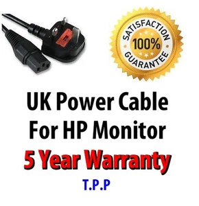 NEW UK Mains Power Lead Cable Cord For HP Monitor LCD Screen Computer Display - Picture 1 of 1