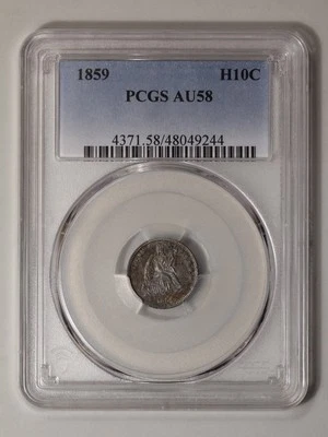 Media moneda de diez centavos Liberty Seated 1859 H10C graduación profesional AU58 Foto 1 de 4