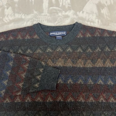 VTG Grunge Sweater Mens XLT Geometric Knit Indie Dark Academia 90s Cabincore - Image 1 of 4