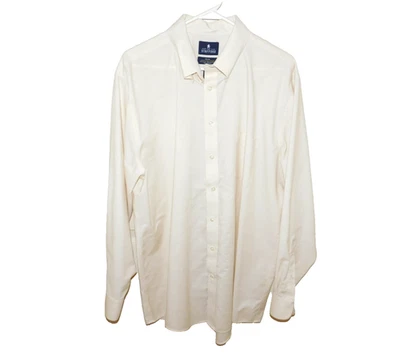 EUC Men's Stafford Travel Beige Oxford Button-Down Dress Shirt Size 17 34-35 - Image 1 of 4