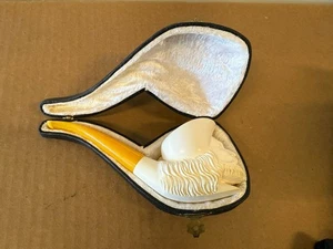 Großer handgeschnitzter Meerschaum Sultan und bestücktes Etui unberaucht - Bild 1 von 20