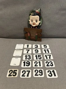 Vintage Pinocchio Pixie Elf Perpetual Calendar Japan Hand Carved Painted - Picture 1 of 6