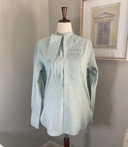 Blusa Ralph Lauren Calce Relajado Talla 10 Azul Rayas Cuello Pajarita DE COLECCIÓN - Imagen 1 de 14