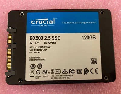 Crucial CT120BX500SSD1 BX500 120GB 2.5" SATA III Laptop Solid State Drive - Image 1 of 2