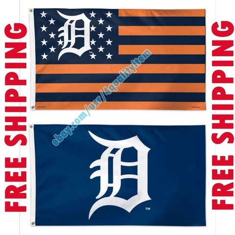 Deluxe Detroit Tigers Logo USA Stars Stripes Flag Banner 3x5 ft MLB Fan 2020 NEW Cover