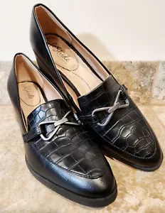 LifeStride | Devyn Women's Black Croc Leather Block Heels Shoes Size 7 M | CUTE! - Picture 1 of 12
