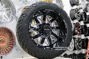 4 New 22x12 RACELINE BLACK OFFROAD WHEELS FUEL 35" TIRES LUG 8X170 FORD F250 350 - Picture 1 of 11