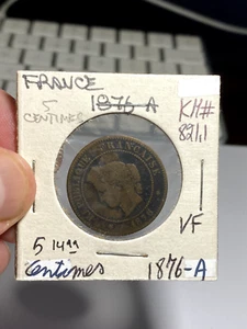 1876 A France 5 Centimes - Picture 1 of 2