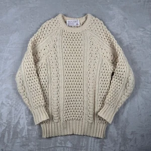 Vintage Slieve League Ireland Wool Cable Knit Crewneck Sweater Size 44 (S/M) - Picture 1 of 7