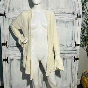 Max Studio Specialty Productions Womens L Boho Open Cream Cardigan - Picture 1 of 5