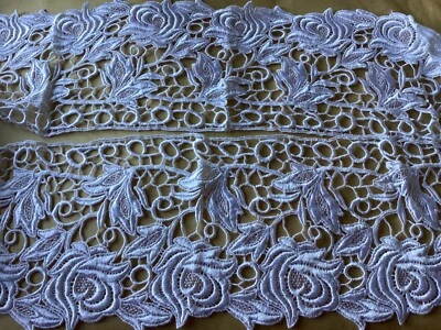 9 1/4 YDS GORGEOUS HEAVY WHITE BRIDAL FLORAL RAYON VENISE LACE EDGE - Image 1 of 4