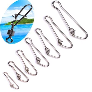 Stainless Steel Connector Fast Clip Lock Fishing Hanging Snap Barrel Swivel - Picture 1 of 20
