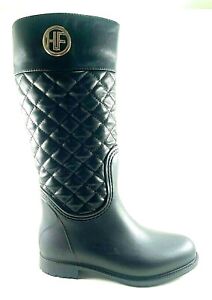 Henry Ferrera Portofino Black Matte Low Heel Knee High Rain Boot