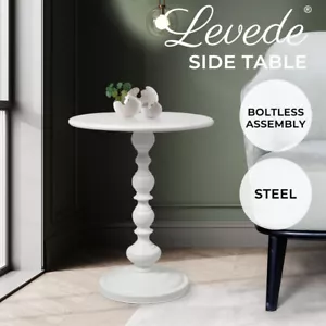 Levede Side Table Bedside Table Vintage End Sofa Round Tabletop Steel Nightstand - Picture 1 of 11