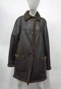 EXCELLENT BROWN SHEARLING LAMB FUR REVERSIBLE JACKET COAT WOMEN WOMAN SIZE 6 S - Picture 1 of 1