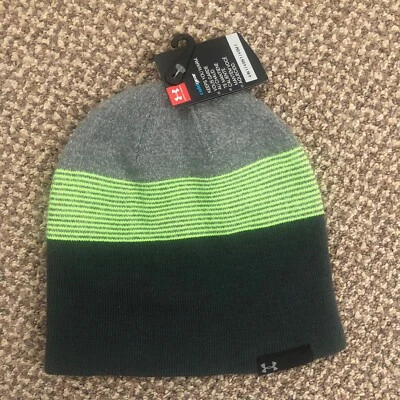 Gorro Under Armour gris de dos tonos con rayas verdes Foto 1 de 4